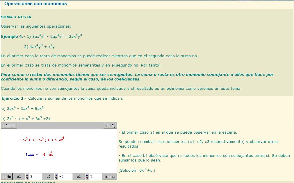 Operaciones con monomios | Recurso educativo 36786