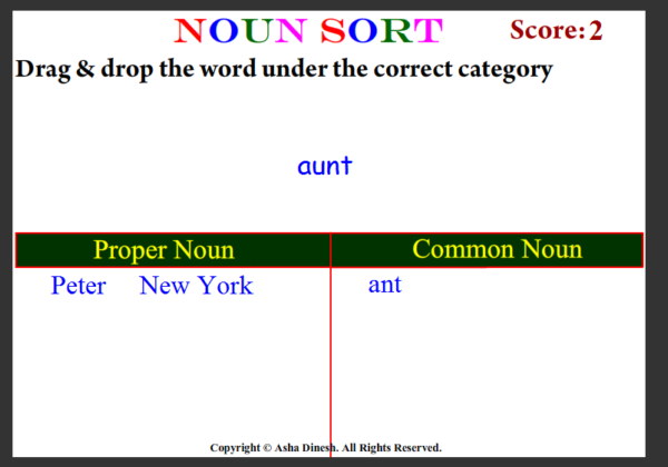 Noun sort | Recurso educativo 42095