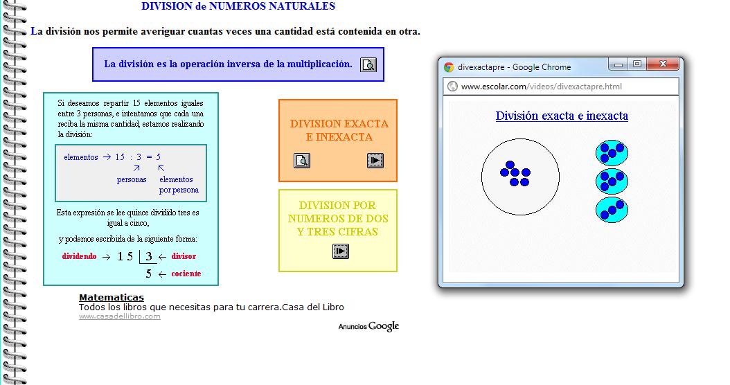 División de números naturales | Recurso educativo 44765