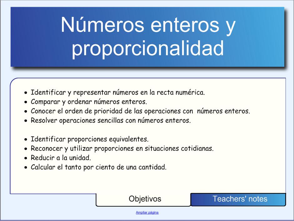 Números enteros y proporcionalidad | Recurso educativo 50481